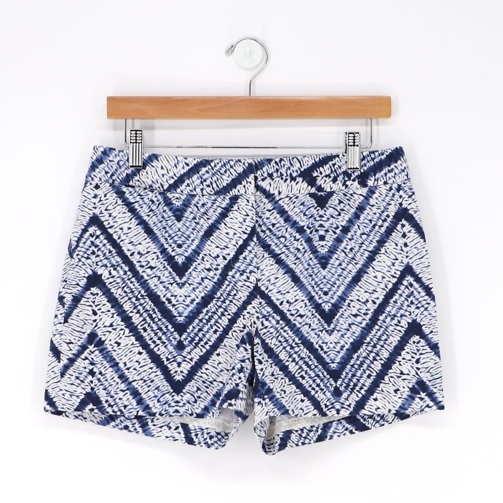 J.MCLAUGHLIN Navy Batik Chevron Print Shorts Lined Cotton Size 6